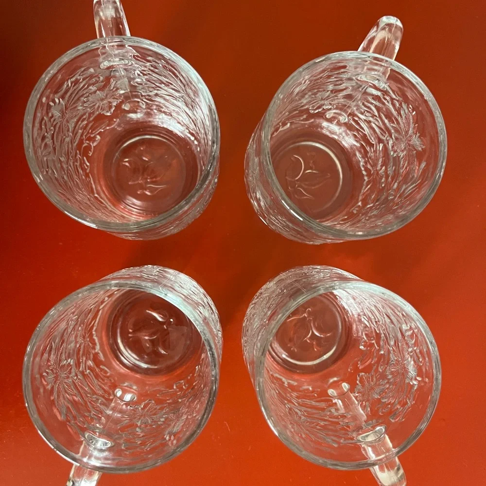 Vintage Princess House Fantasia 4Coffee/Tea Mugs Heavy Embossed Flowers  perfect - Picture 10 of 10